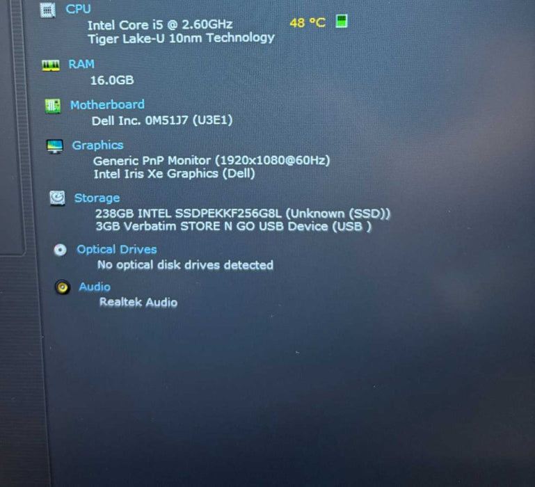 Dell Latitude 5420 Intel Core i5-1145G7@2.6GHz 16GB RAM 256GB SSD READ  Lap200