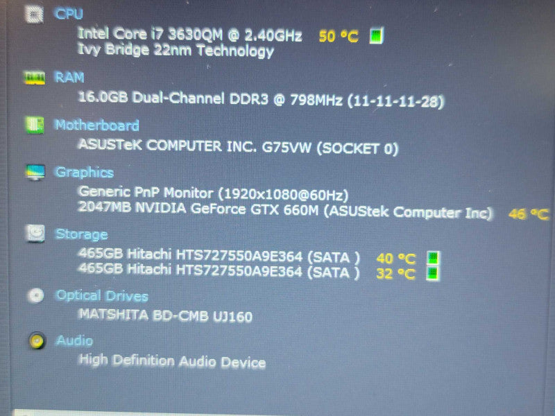 ASUS ROG G75V| i7-3630QM| 16GB DDR3| GTX 960M| 2x 500GB  HDD READ Î² BudLap