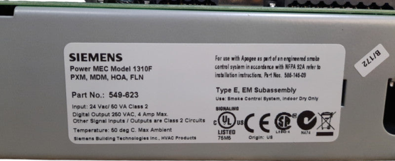 Siemens Power MEC 1310F 5 APOGEE Automation Modular Equipment Controller !