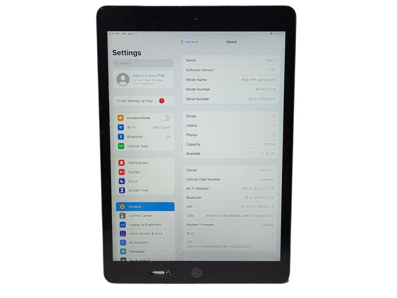 Apple iPad 8th Gen 128GB (A2428) READ $