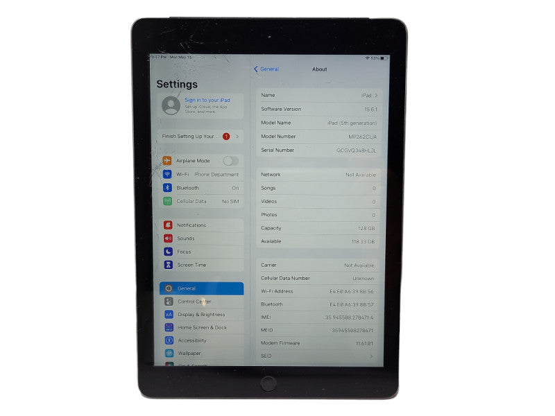 Apple iPad 5th Gen 128GB (A1823)  $