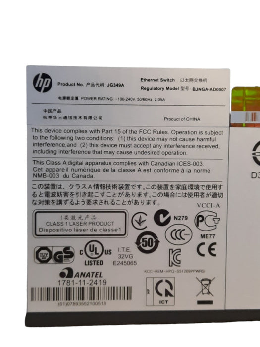 Hewlett Packard HP JG349A 1910-8G-PoE+ (65W) Network Switch Compact Equipment