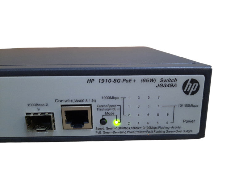 Hewlett Packard HP JG349A 1910-8G-PoE+ (65W) Network Switch Compact Equipment