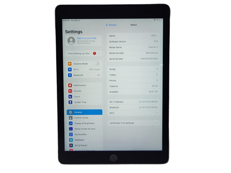Apple iPad Air 2 32GB (A1566) READ $