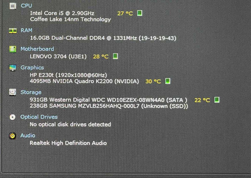 Lenovo Legion C530-19ICB, i5-9400 2.90GHz, 16GB DDR4, 256GB Nvme, 1TB HDD