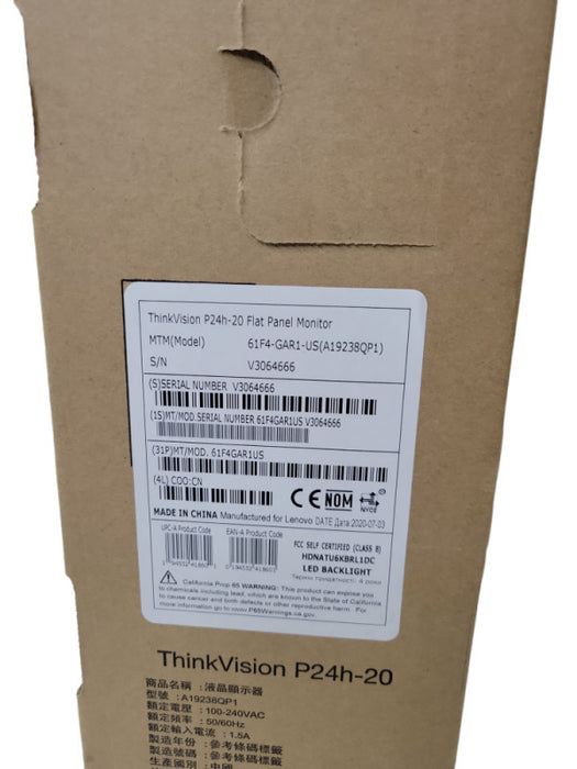 (Open Box)Lenovo ThinkVision P24h-20 24\\" Wide IPS Monitor USB-C HDMI DP RJ-45 %