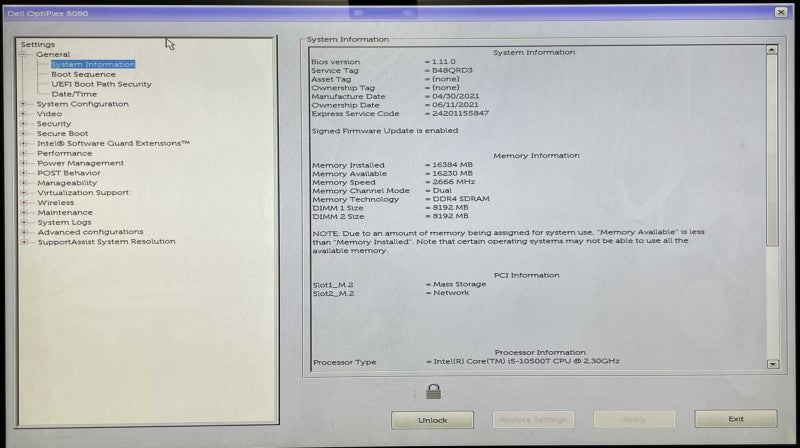 Dell Optiplex 5080 Micro, i5-10500T 2.30GHz, 16GB DDR4, 512GB NVMe, WiFi