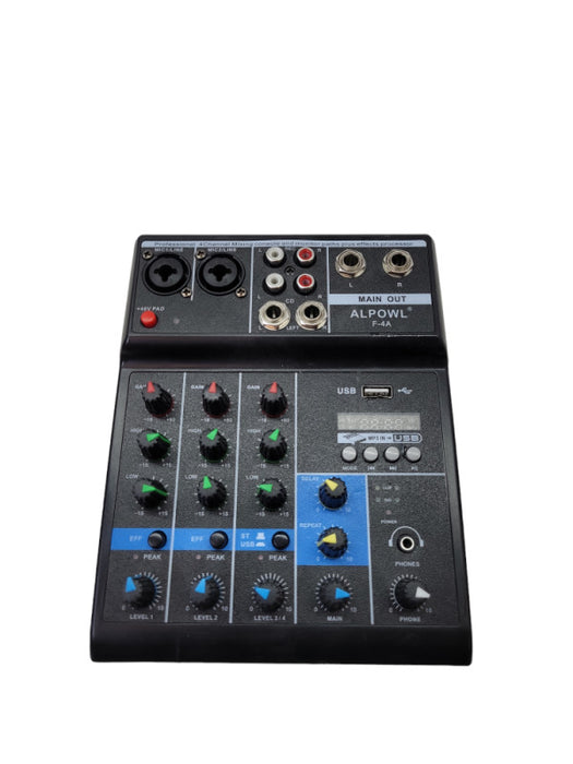 ALPOWL F-4A 4 Channel Live Studio Audio Mixer Mixing Console USB Sound Board %
