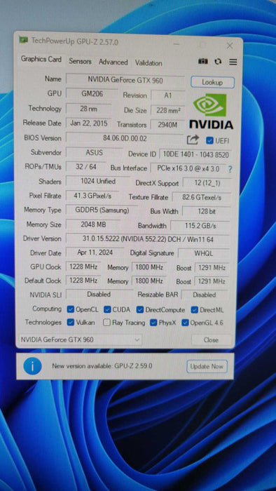 ASUS NVIDIA GTX 960 2GB PCIE Q%