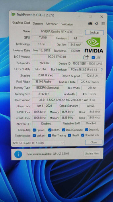 NVIDIA QUADRO RTX 4000 8GB PCIE (3xDP, 1x TYPE-C) %