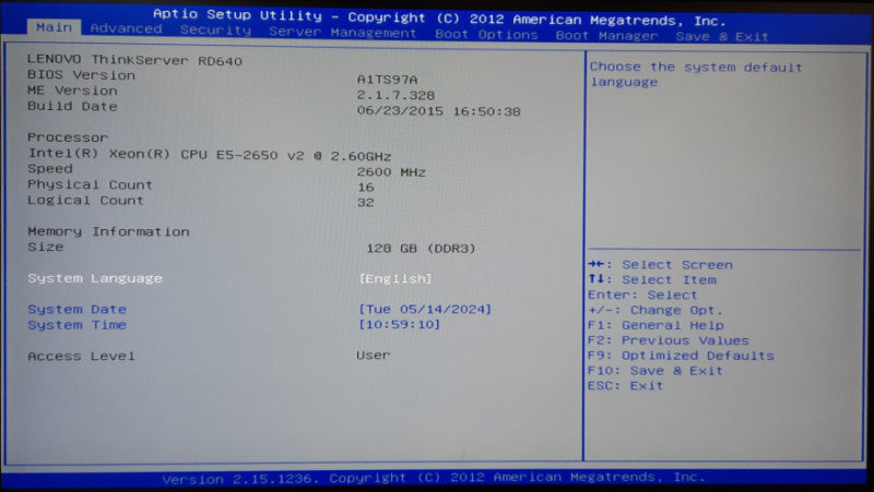 Lenovo ThinkServer RD640 Intel Xeon E5-2650 v2 @ 2.60GHz, 128GB RAM, LSI RAID