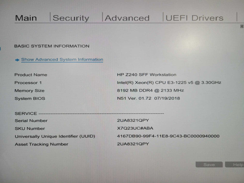 HP Z240 SFF WS | Xeon E3-1225 v5 @ 3.30GHz 8GB DDR4 No HDD !