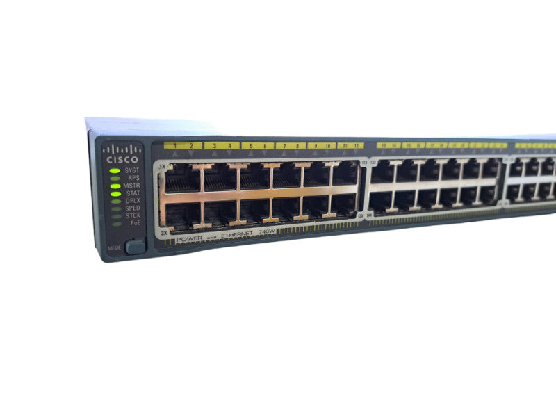 Cisco WS-C2960S-48FPS-L V04 | 48 Port Gigabit PoE+ 740W Switch + Stack Mod Q