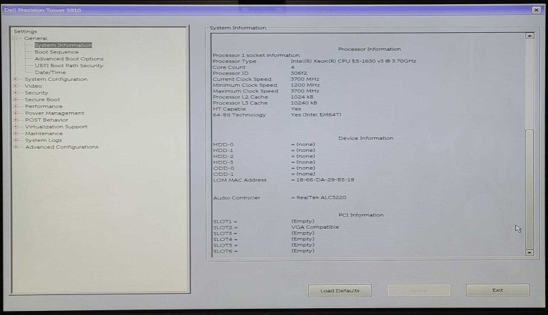 Dell Precision Tower 5810, E5-1630v3 3.70GHz, 16GB ECC DDR4, No HDD