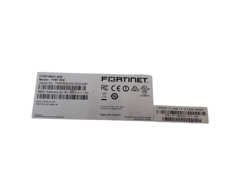 Fortinet FortiWifi-60E Network Security Appliance FWF-60E No Power Adapter Q_