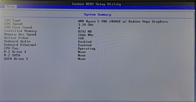 Lenovo M715q USFF | Ryzen 5 Pro 2400GE @ 3.20GHz, 8GB DDR4, No HDD/OS