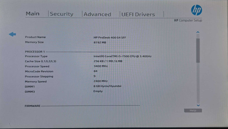 HP ProDesk 400 G4 SFF | i5-7500 @ 3.40GHz 4C, 8GB DDR4, No HDD/OS