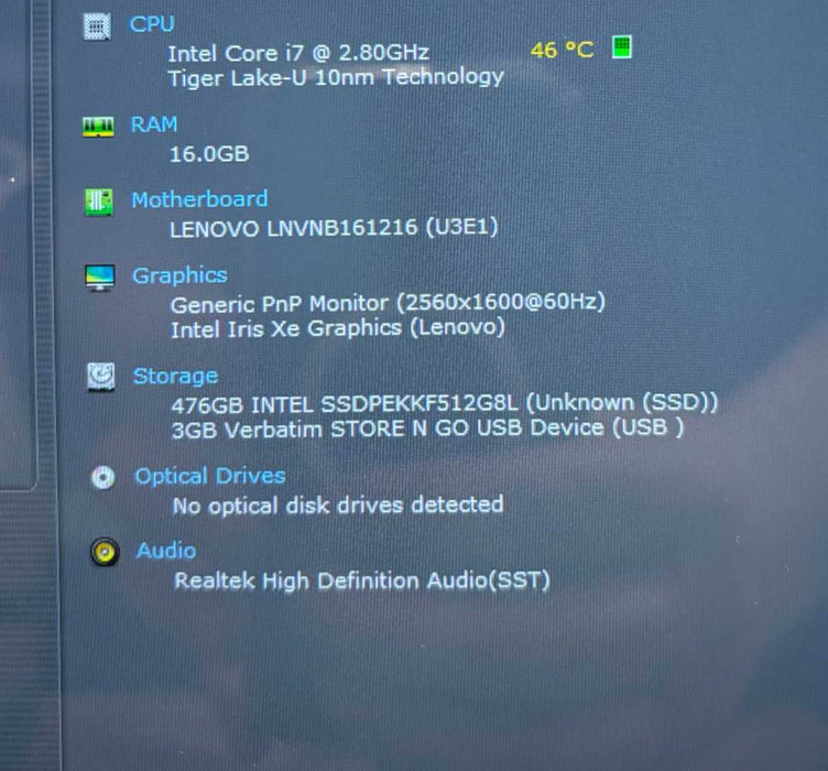 Lenovo ThinkBook 13s G2 ITL TOUCH Intel Core i7-1165G7@2.8GHz 16GB RAM 512SSD  Lap200