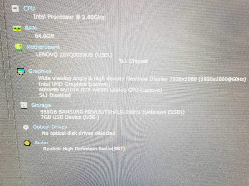 Lenovo P15 Core i9-11950H @ 2.6 64GB DDR4 1TB SSD ( Lap200