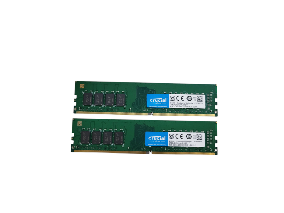 Lot of 2x - 8GB Crucial RAM DDR4 2400MHz CT8G4DFD824A Desktop Memory