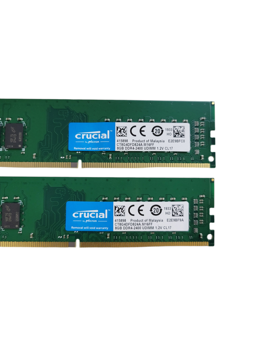 Lot of 2x - 8GB Crucial RAM DDR4 2400MHz CT8G4DFD824A Desktop Memory