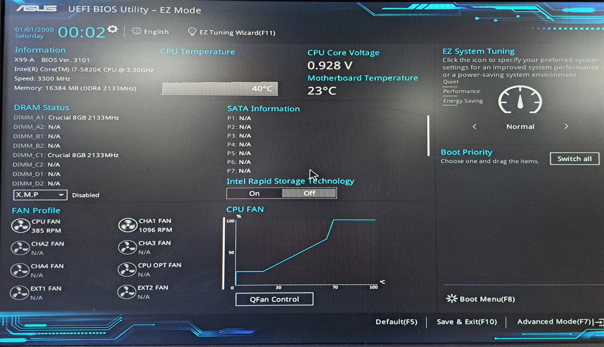 Custom PC | Asus X99-A w/ Intel Core i7-5820K, 16GB DDR4, M2000, No HDD