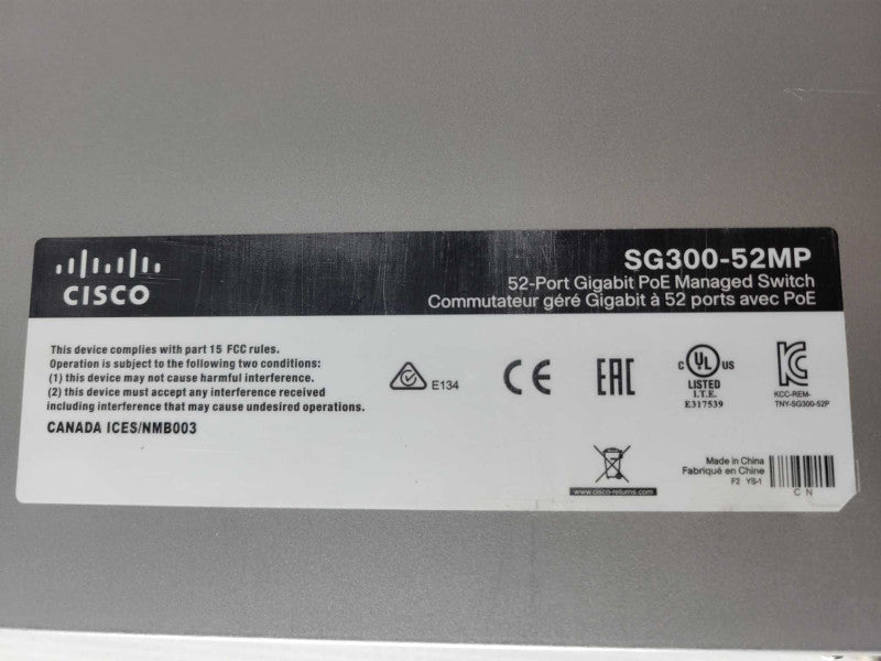 Cisco SG300-52MP-K9 52-Port Gigabit PoE Managed Switch _