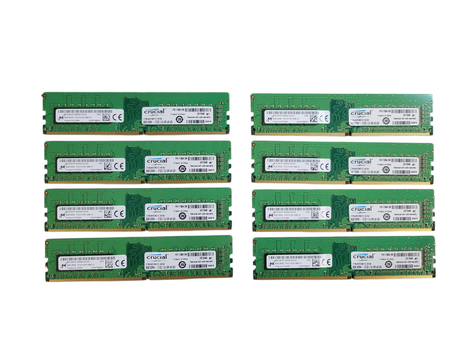 Lot of 8x - 8GB MICRON 2Rx8PC4-2133P-UBB-10 MTAA16ATF1G64AZ-2G1A2