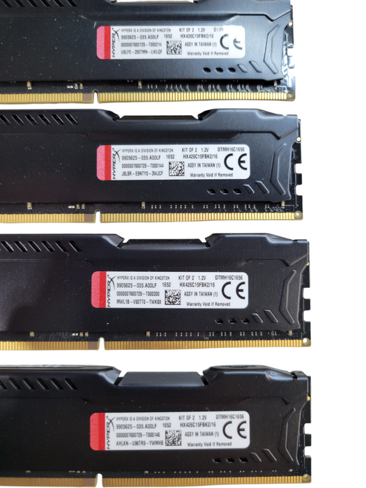 Lot of 4x - 8GB HyperX Fury DDR4 2666 HX426C15FBK2/16 - Desktop Memory
