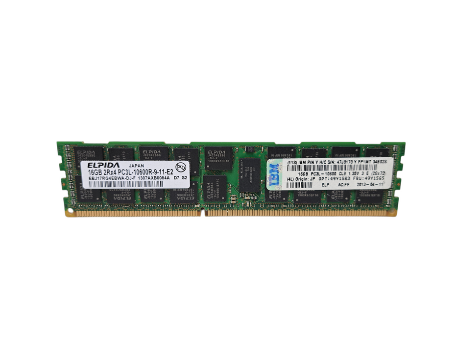 Elpida 16GB 2Rx4 PC3L-10600R-9-11-E2 DDR3 Server Memory