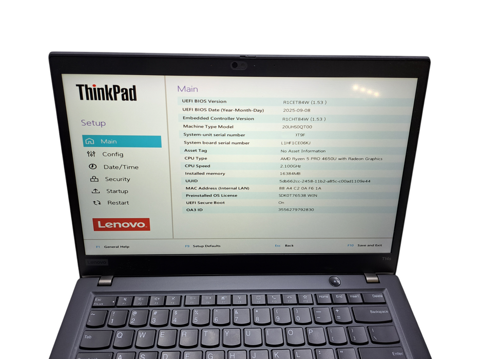 Lenovo ThinkPad T14s | AMD Ryzen 5 PRO 4650U, 16GB DDR4, 256GB NVMe