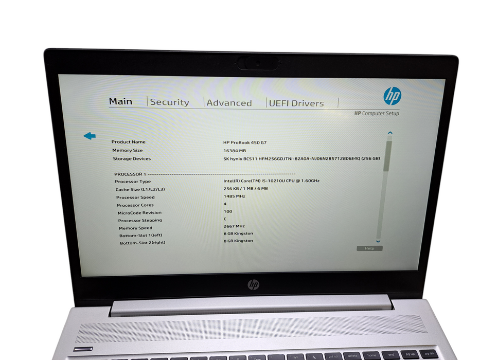 HP ProBook 450 G7 | Intel Core i5-10210U @1.60GHz, 16GB DDR4, 256GB NVMe