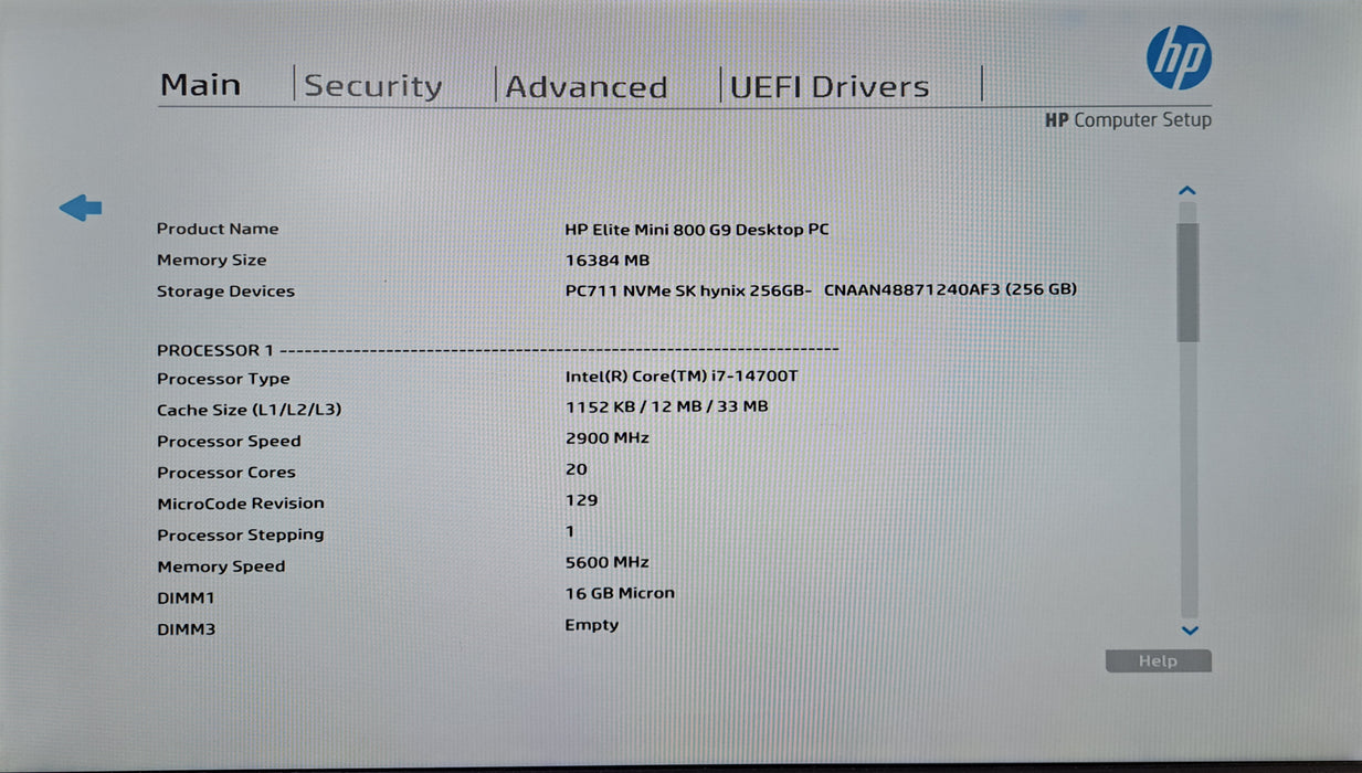 HP Elite Mini 800 G9 Desktop | Intel Core i7-14700T, 16GB DDR5, 256GB NVMe