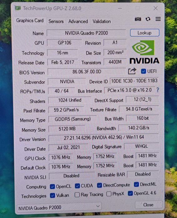 NVIDIA Quadro P2000 5GB GDDR5 Graphics Card | 4x DisplayPort