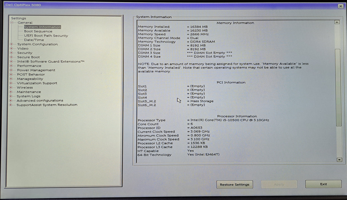 Dell OptiPlex 5080 Tower | Intel Core i5-10500, 16GB DDR4, 256GB NVMe