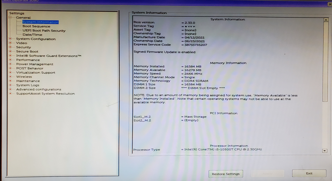 Dell OptiPlex 3080 Micro - Core i5-10500T 16GB DDR4 256GB NVMe *read*