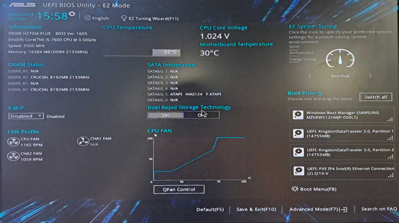 Custom PC | Asus H270M-PLUS | i5-7600 @ 3.50GHz 4C, 16GB DDR4, 512GB NVMe