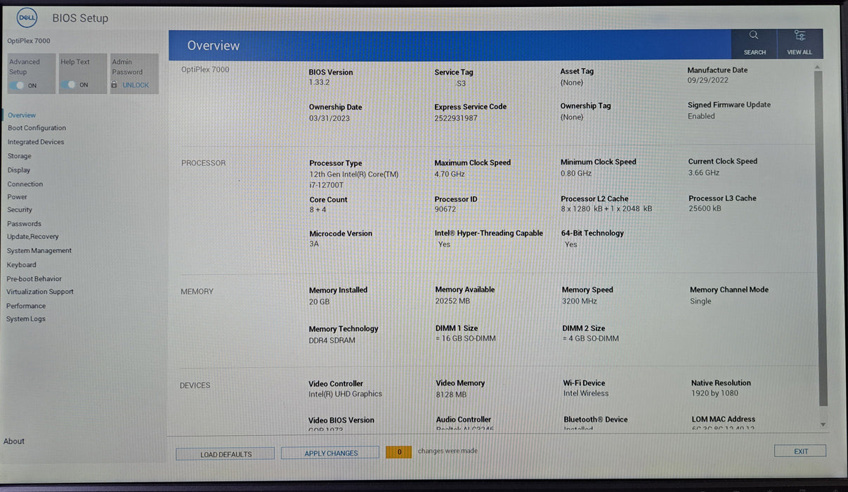 Dell OptiPlex 7000 Micro | Intel Core i7-12700T, 20GB DDR4, 256GB NVMe *READ