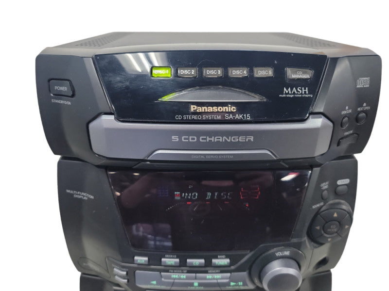 Panasonic SA-AK15 5 CD Changer/Dual Cassette Deck Stereo Receiver Speakers Re