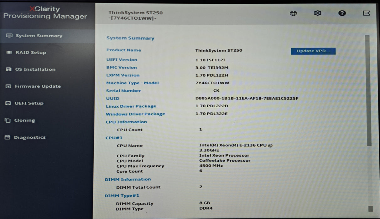 Lenovo ThinkSystem ST250 | Xeon E-2136 @3.30GHz, 24GB DDR4, 4x 3.5"
