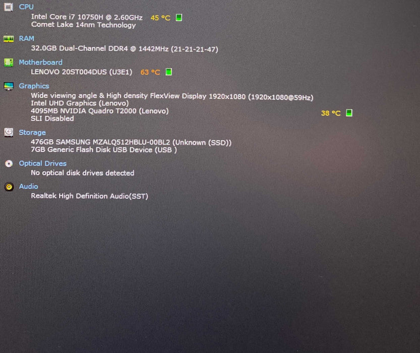 Lenovo ThinkPad P15 Gen 1 i7-10750H QUADRO T2000 4GB GPU 32GB RAM 512GB SSD| READ