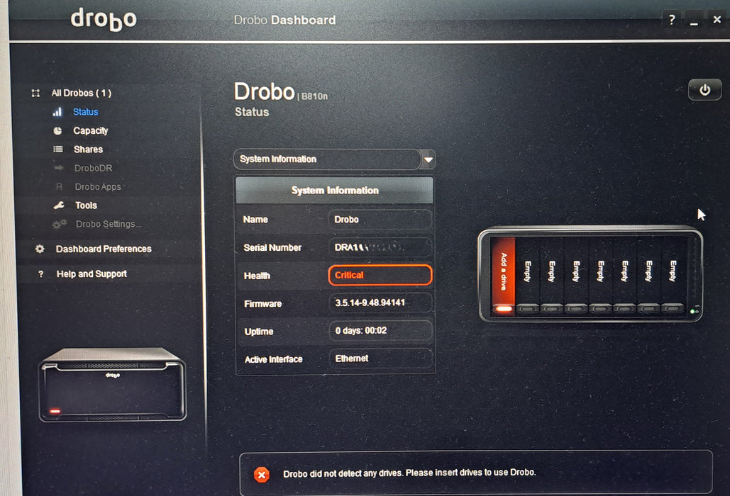Drobo B810n 8-Bay NAS Network Storage – No HDD | READ