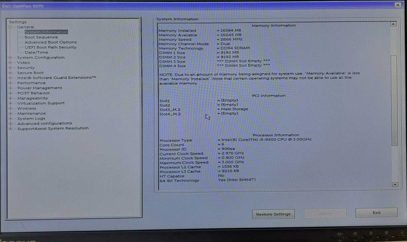 Dell OptiPlex 5070 SFF | i5-9500 @ 3.0GHz 6C, 16GB DDR4, 512GB NVMe