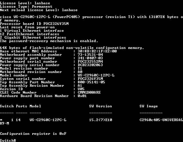 Cisco WS-C2960C-12PC-L V05 | 8-Port Gigabit Managed Silent Switch w/ 2x SF