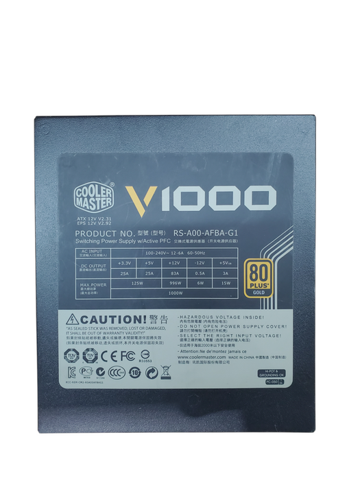 CoolerMaster V1000 1000W Desktop Power Supply RS-A00-AFBA-G1 *READ*
