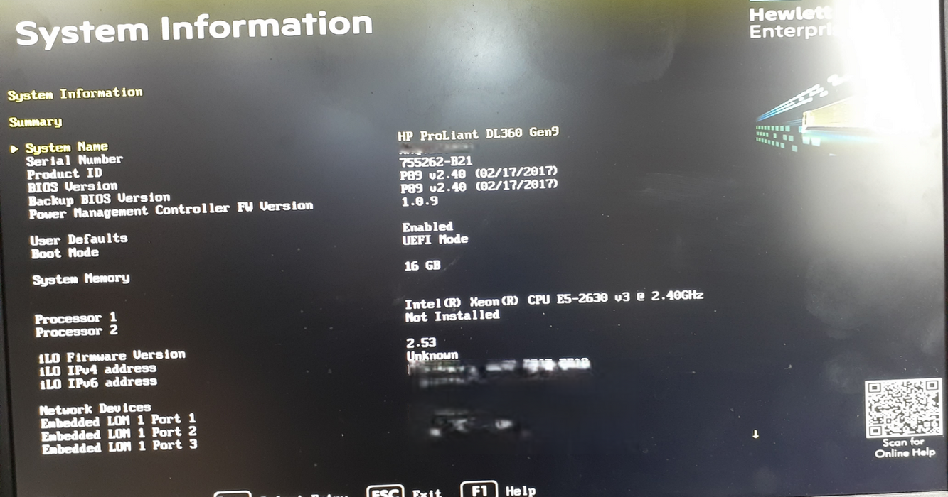 HPE PROLIANT DL360 Gen9 1x Xeon E5-2630 v3 16GB RAM  P440ar|1x 500W PSU