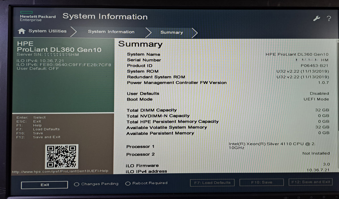 HP ProLiant DL360 Gen10 | 1x Xeon Silver 4110, 32GB DDR4, P408i-a RAID