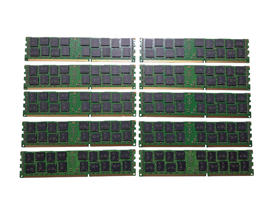 Lot of 10x Micron 16GB 2RX4 PC3L-10600R-9-11-E2 DDR3 Server Memory