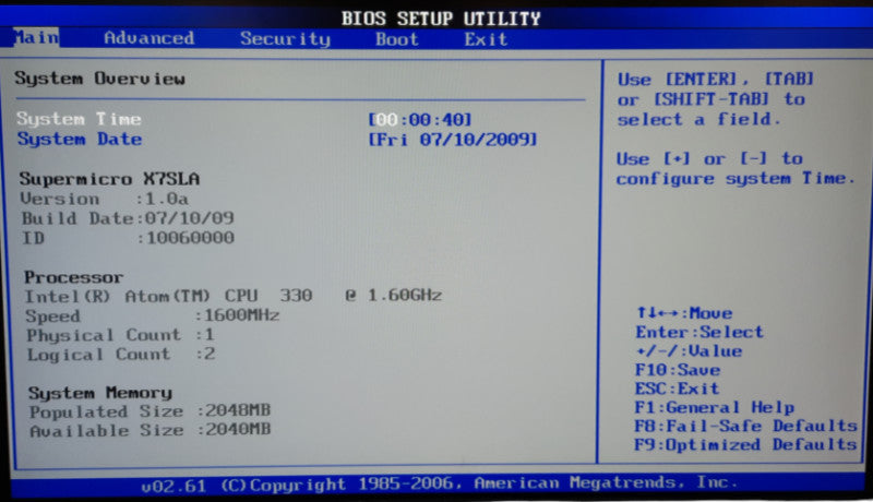 SuperMicro X7SLA Server, Intel Atom CPU 330 @ 1.60GHz 4GB RAM