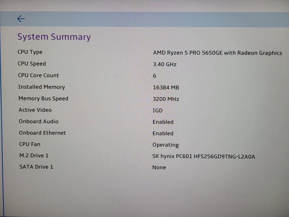 ThinkCentre M75q Gen 2 Ryzen 5 Pro 5650GE @3.40 GHz 16GB DDR4 256GB NVme